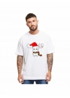 Ren Geyiği Baskılı Noel İçin T-shirt - Beyaz