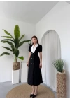 Reta Düğme Detaylı Elbise