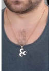 Rose Renk Metal 3 Hilal Figürlü Erkek Kolye