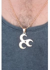 Rose Renk Metal 3 Hilal Figürlü Erkek Kolye