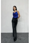 Saks Askılı Degaje Bluz