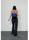 Saks Askılı Degaje Bluz