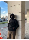 Samuray Ninja Çift Kapşonlu ZIP Fermuarlı Kanguru Çepli Tam Fermuarlı Hoodie Swetshirt - Siyah
