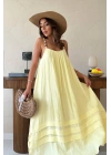 Sarı Askılı Müslin Elbise