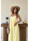 Sarı Askılı Müslin Elbise