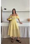 Sarı Gipeli Brode Elbise