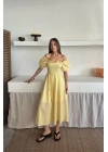 Sarı Gipeli Brode Elbise