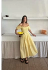 Sarı Gipeli Brode Elbise