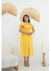 Sarı Tokalı Fisto Elbise