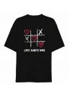 Sevgililer Günü İçin Özel Tasarım Love Always Wıns Baskılı T-shirt - Siyah