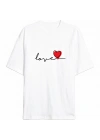 Sevgililer Günü İçin Özel Tasarım Love Baskılı T-shirt - Beyaz