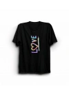 Sevgililer Günü İçin Özel Tasarım Love Baskılı T-shirt - Siyah