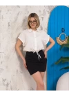 Sıfır kollu bağlamalı crop gömlek beyaz s255359