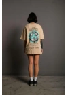 Sırt Baskılı T-shirt - Bej