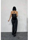 Siyah Askılı Degaje Bluz