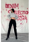 Siyah Boru Paça Jeans Pantolon