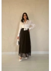 Siyah Dantelli Uzun Etek