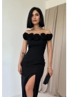 Siyah Madonna Yaka Güllü Elbise