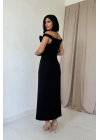 Siyah Madonna Yaka Güllü Elbise