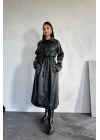 Siyah Reglan Kol Trençkot