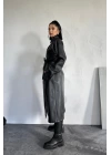 Siyah Reglan Kol Trençkot