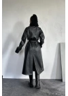 Siyah Reglan Kol Trençkot