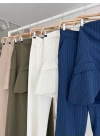 Straplez Büstiyerli Plazzo Pantolonlu Çizgili Takım 10151