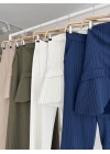 Straplez Büstiyerli Plazzo Pantolonlu Çizgili Takım 10151