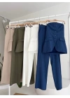 Straplez Büstiyerli Plazzo Pantolonlu Çizgili Takım 10151