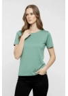 T-Shirt Bisiklet Yaka Slim Fit Likralı Tişört Günlük Basic Body - Mint Yeşili