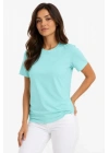 T-Shirt Bisiklet Yaka Slim Fit Likralı Tişört Günlük Basic Body - Turkuaz