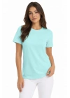 T-Shirt Bisiklet Yaka Slim Fit Likralı Tişört Günlük Basic Body - Turkuaz