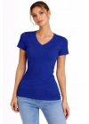 T-Shirt V Yaka Slim Fit Likralı Tişört Günlük Basic Body - İndigo