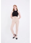 Tam Kalıp Basic Eşofman Pantolon - Bej