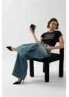 Taş Detay Crop T-Shirt