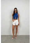 Taş Detay Dekolteli Crop Bluz
