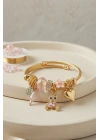 Tavşan Model Gold Renk Pembe Charmlı Bileklik