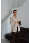 Tek cepli müslin gömlek bej pt