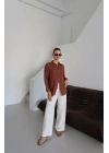 Tek cepli müslin gömlek kahve pt