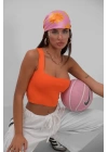 Tek Omuz Crop Bluz