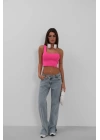 Tek Omuz Crop Bluz