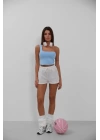 Tek Omuz Crop Bluz