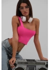 Tek Omuz Crop Bluz