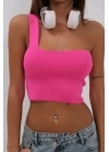 Tek Omuz Crop Bluz