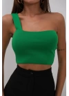 Tek Omuz Crop Bluz