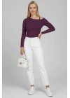 Tek Omuz İpli Bluz Mürdüm T4328