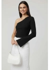 Tek Omuzlu Basic Bluz Siyah T4275