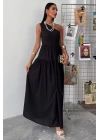 Tek Omuzlu Pile Detay Maxi Elbise 2895
