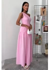 Tek Omuzlu Pile Detay Maxi Elbise 2895