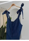 Tensel Denim Kumaşlı Mini Tulum 1363